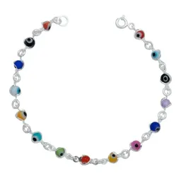 Pulsera Plata 925 Ojo Turco Multicolor Ajustable Mujer - Imagen 1
