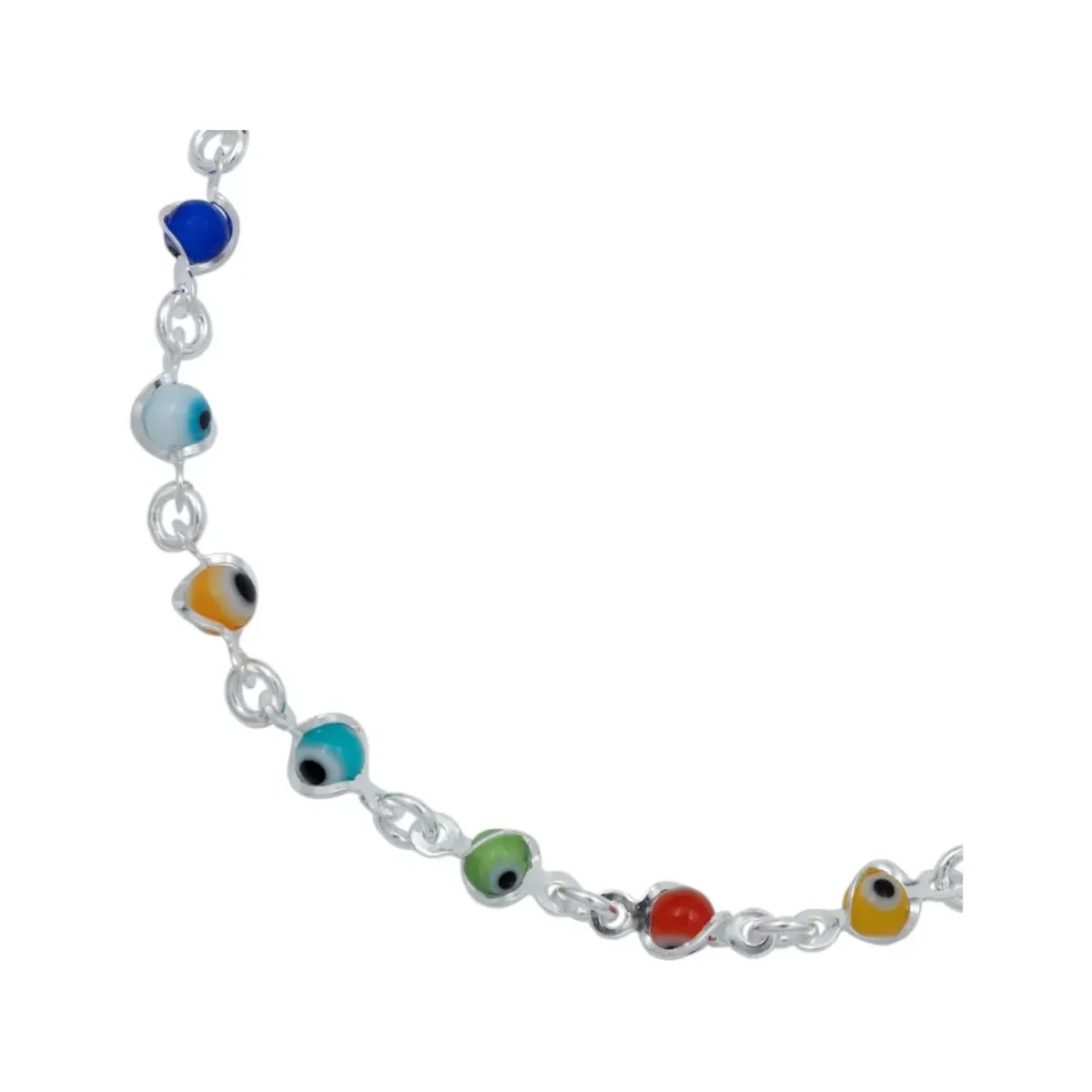 Pulsera Plata 925 Ojo Turco Multicolor Ajustable Mujer - Imagen 2