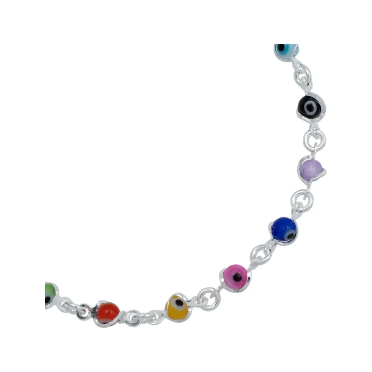 Pulsera Plata 925 Ojo Turco Multicolor Ajustable Mujer - Imagen 3