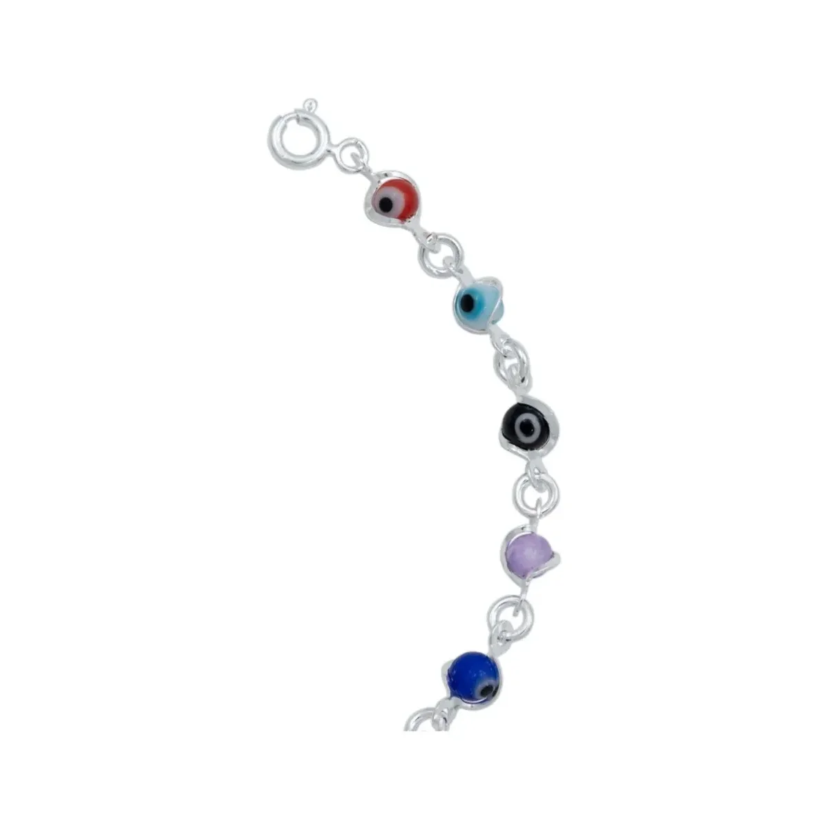 Pulsera Plata 925 Ojo Turco Multicolor Ajustable Mujer - Imagen 5