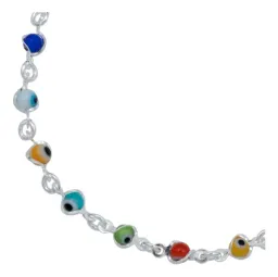 Pulsera Plata 925 Ojo Turco Multicolor Ajustable Mujer - Imagen 2