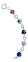 Pulsera Plata 925 Ojo Turco Multicolor Ajustable Mujer - Imagen 5