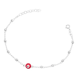 Pulsera Plata 925 Ojo Turco Rojo Ajustable Mujer - Imagen 2