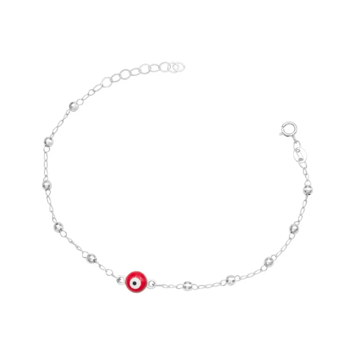 Pulsera Plata 925 Ojo Turco Rojo Ajustable Mujer - Imagen 2