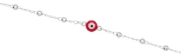 Pulsera Plata 925 Ojo Turco Rojo Ajustable Mujer - Imagen 3