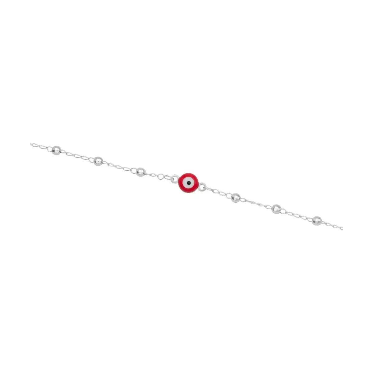 Pulsera Plata 925 Ojo Turco Rojo Ajustable Mujer - Imagen 3