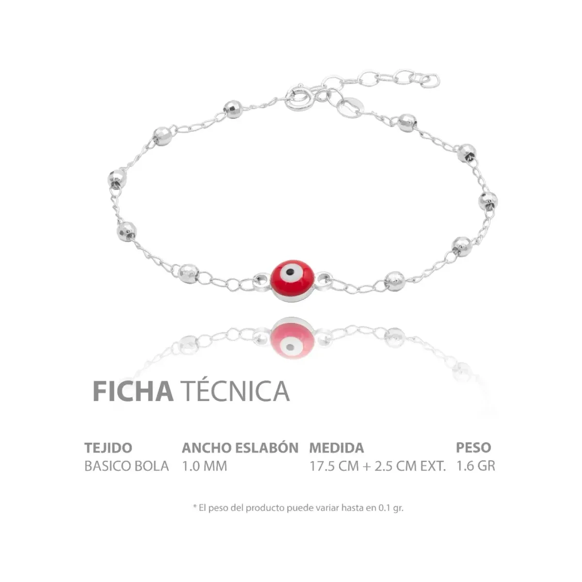 Pulsera Plata 925 Ojo Turco Rojo Ajustable Mujer - Imagen 6