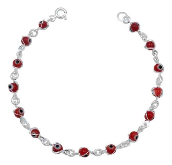 pulsera de plata .925 rojo diseno ojo ajustable — Joyaris
