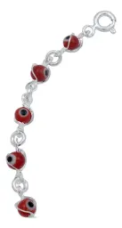 Pulsera de Plata 925 Ojo Turco Rojo Protección Artesanal - Imagen 4