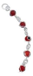 Pulsera de Plata 925 Ojo Turco Rojo Protección Artesanal - Imagen 5
