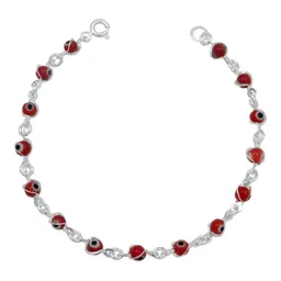 Pulsera de Plata 925 Ojo Turco Rojo Protección Artesanal - Imagen 1