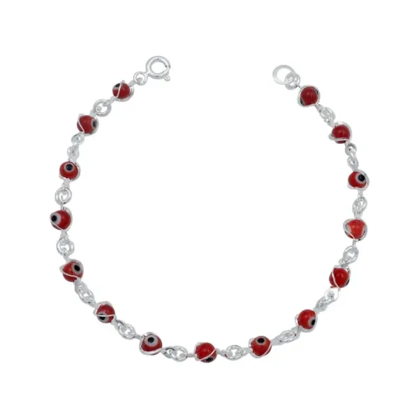 pulsera de plata .925 rojo diseno ojo ajustable — Joyaris