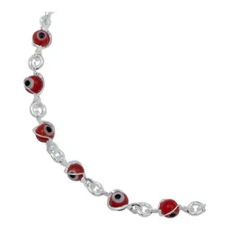 Pulsera de Plata 925 Ojo Turco Rojo Protección Artesanal - Imagen 2