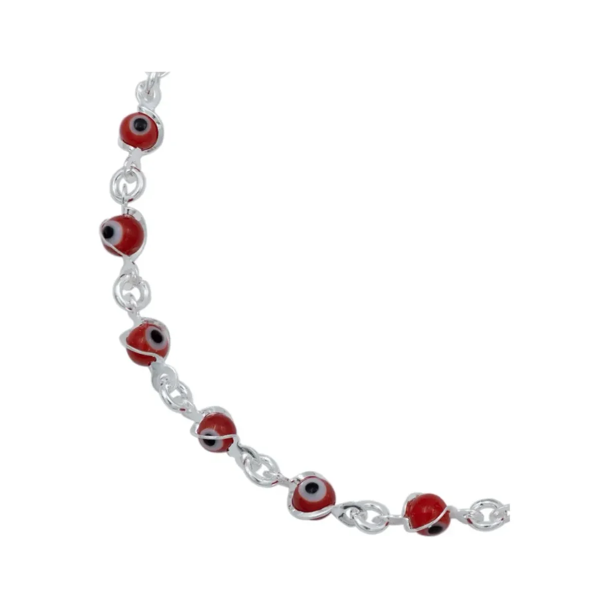 Pulsera de Plata 925 Ojo Turco Rojo Protección Artesanal - Imagen 2
