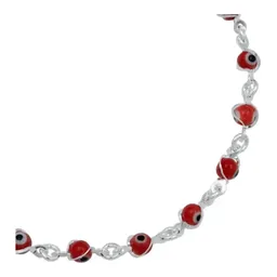 Pulsera de Plata 925 Ojo Turco Rojo Protección Artesanal - Imagen 3