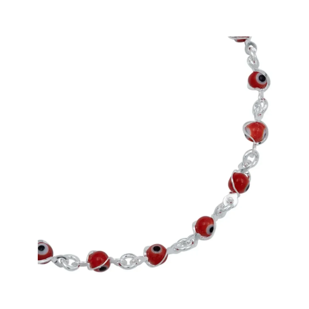 Pulsera de Plata 925 Ojo Turco Rojo Protección Artesanal - Imagen 3