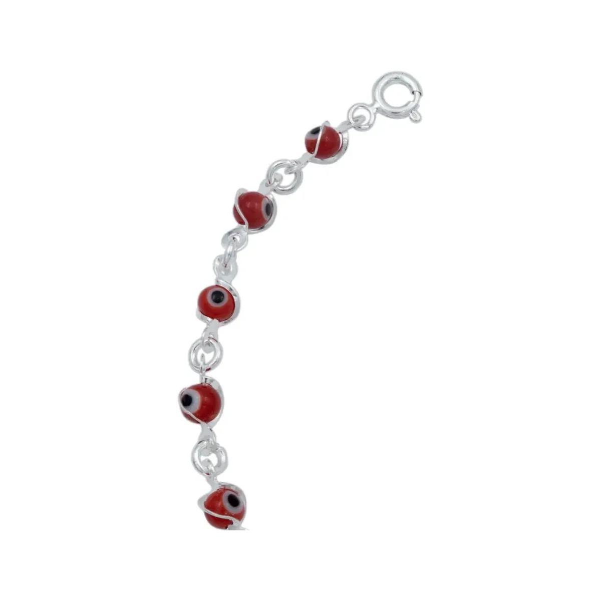Pulsera de Plata 925 Ojo Turco Rojo Protección Artesanal - Imagen 4