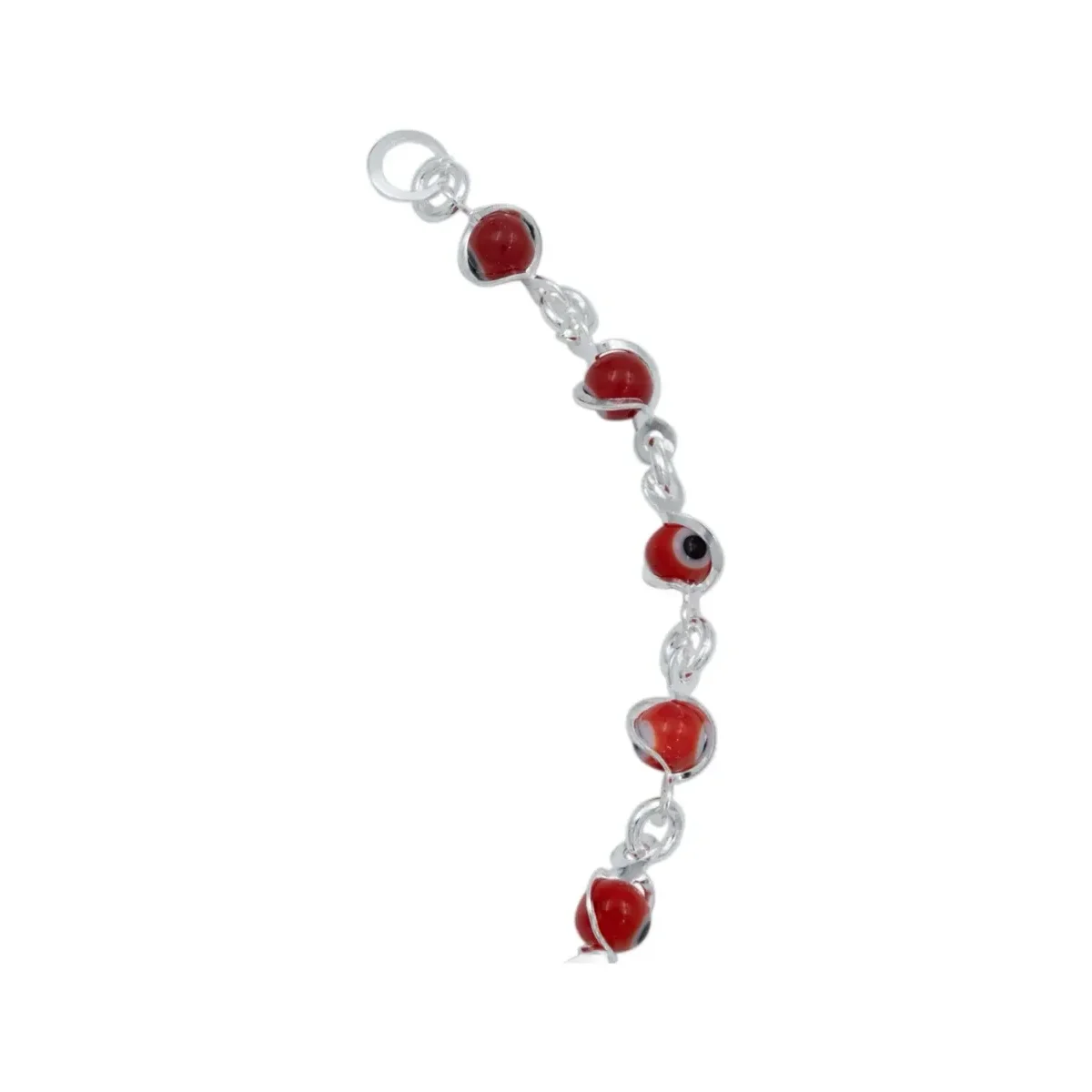 Pulsera de Plata 925 Ojo Turco Rojo Protección Artesanal - Imagen 5