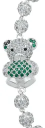 Pulsera Plata 925 Oso Corazón con Zirconias Verdes - Imagen 2