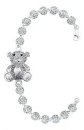 Pulsera Plata 925 Diseño Oso Corazón con Zirconia Violeta - Imagen 1