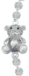 Pulsera Plata 925 Diseño Oso Corazón con Zirconia Violeta - Imagen 2