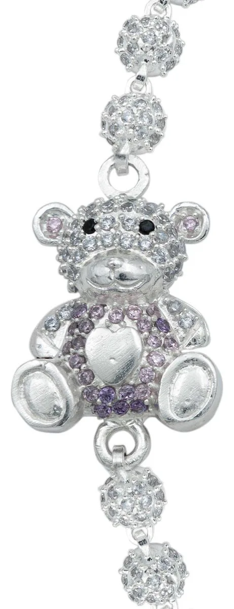 Pulsera de plata .925 violeta zirconias dije oso corazon — Joyaris
