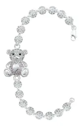 Pulsera Plata 925 Oso Corazón con Zirconias Rosas Modelo 1063 - Imagen 1
