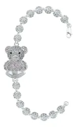 Pulsera Plata 925 Oso Corazón Zirconia Rosa para Mujer - Imagen 1