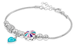 Pulsera Plata 925 Pansa Víbora Ajustable Charms Corazones - Imagen 1