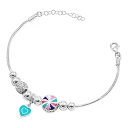 Pulsera Plata 925 Pansa Víbora Ajustable Charms Corazones - Imagen 2