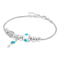Pulsera Plata 925 Pansa Víbora con Charms de Llave y Zirconia - Imagen 1
