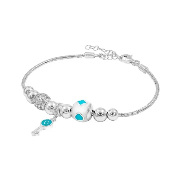 Pulsera Pansa Víbora Plata 925 Charms Llave Zirconia - Imagen 1