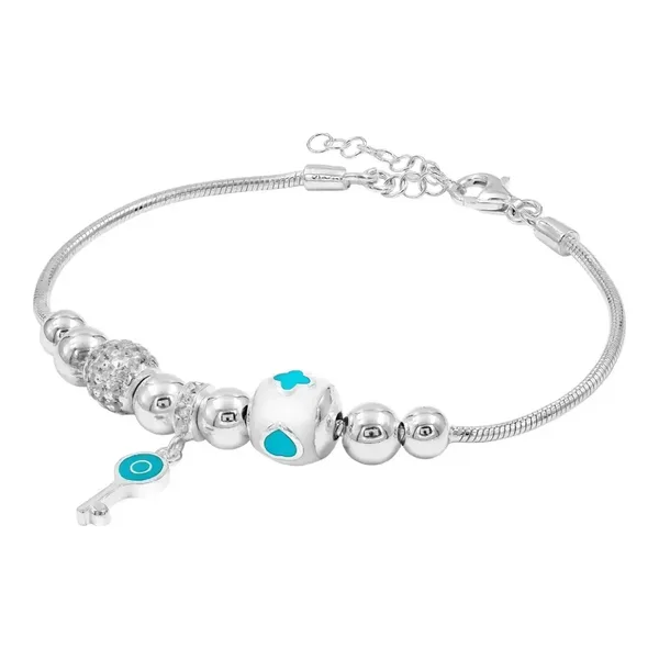 Pulsera Pansa Víbora Plata 925 Charms Llave Zirconia - Imagen 1