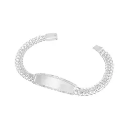 Esclava Petatillo Placa Diamantada Hombre Plata .925 8mm 22c - Imagen 1