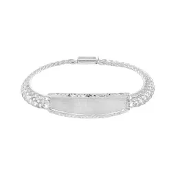 Esclava Petatillo Placa Diamantada Hombre Plata .925 8mm 22c - Imagen 3