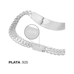 Esclava Petatillo Placa Diamantada Hombre Plata .925 8mm 22c - Imagen 5