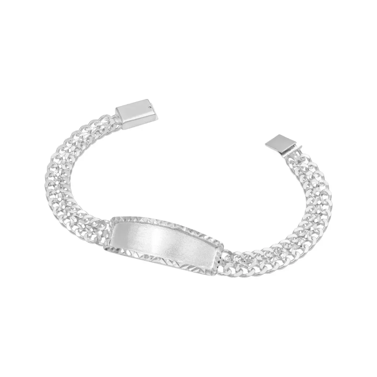 Pulsera de plata .925 esclava petatillo placa diamantada para hombre — Joyaris