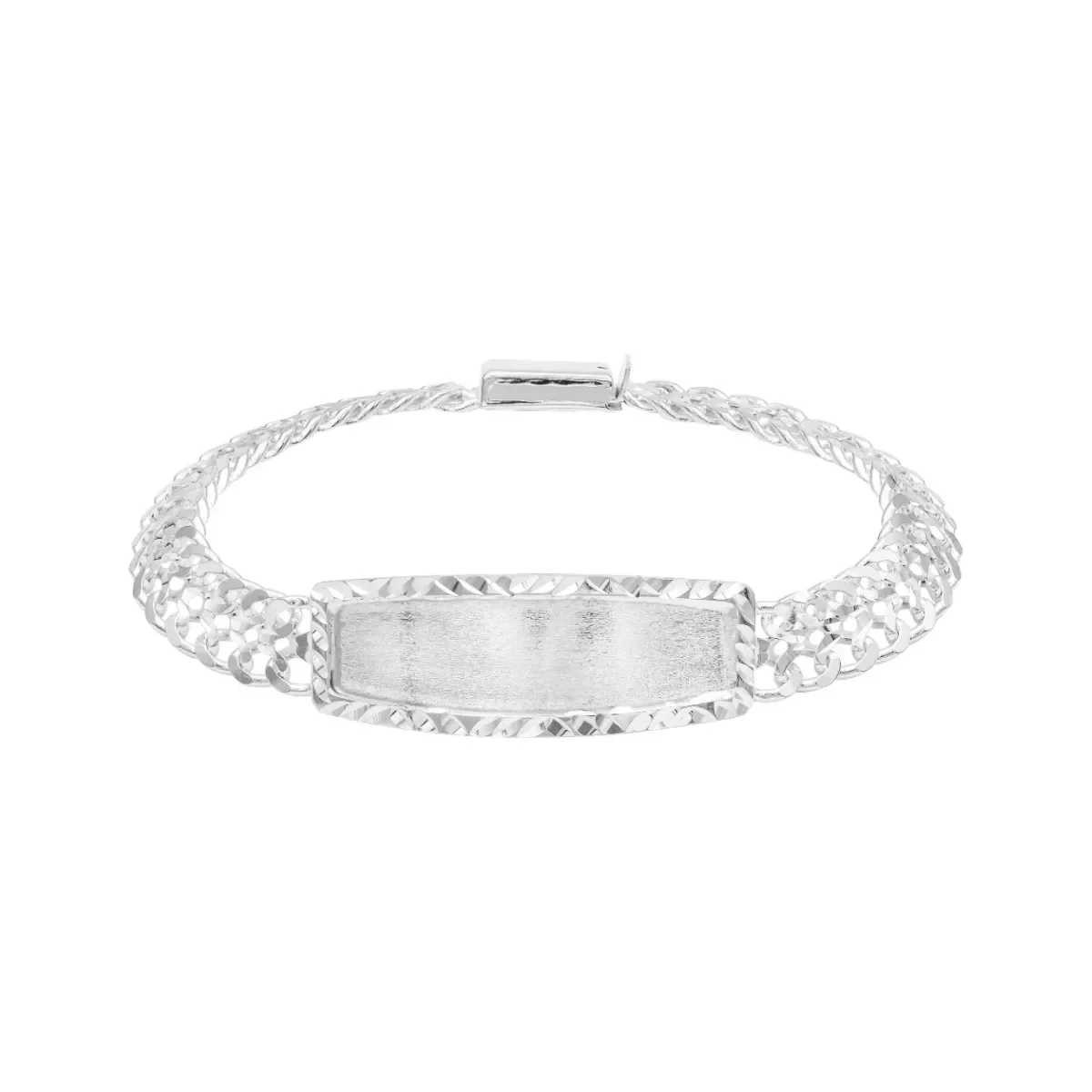 Esclava Petatillo Placa Diamantada Plata .925 8mm 21cm - Imagen 3