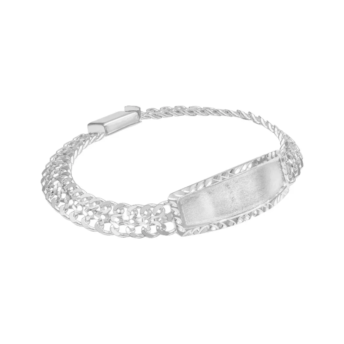 Esclava Petatillo Placa Diamantada Plata .925 8mm 21cm - Imagen 4