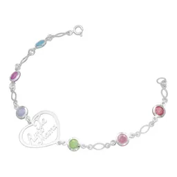 Pulsera Plata .925 Piedra Natural Multicolor para Mujer 18cm - Imagen 1