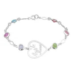Pulsera Plata .925 Piedra Natural Multicolor para Mujer 18cm - Imagen 2
