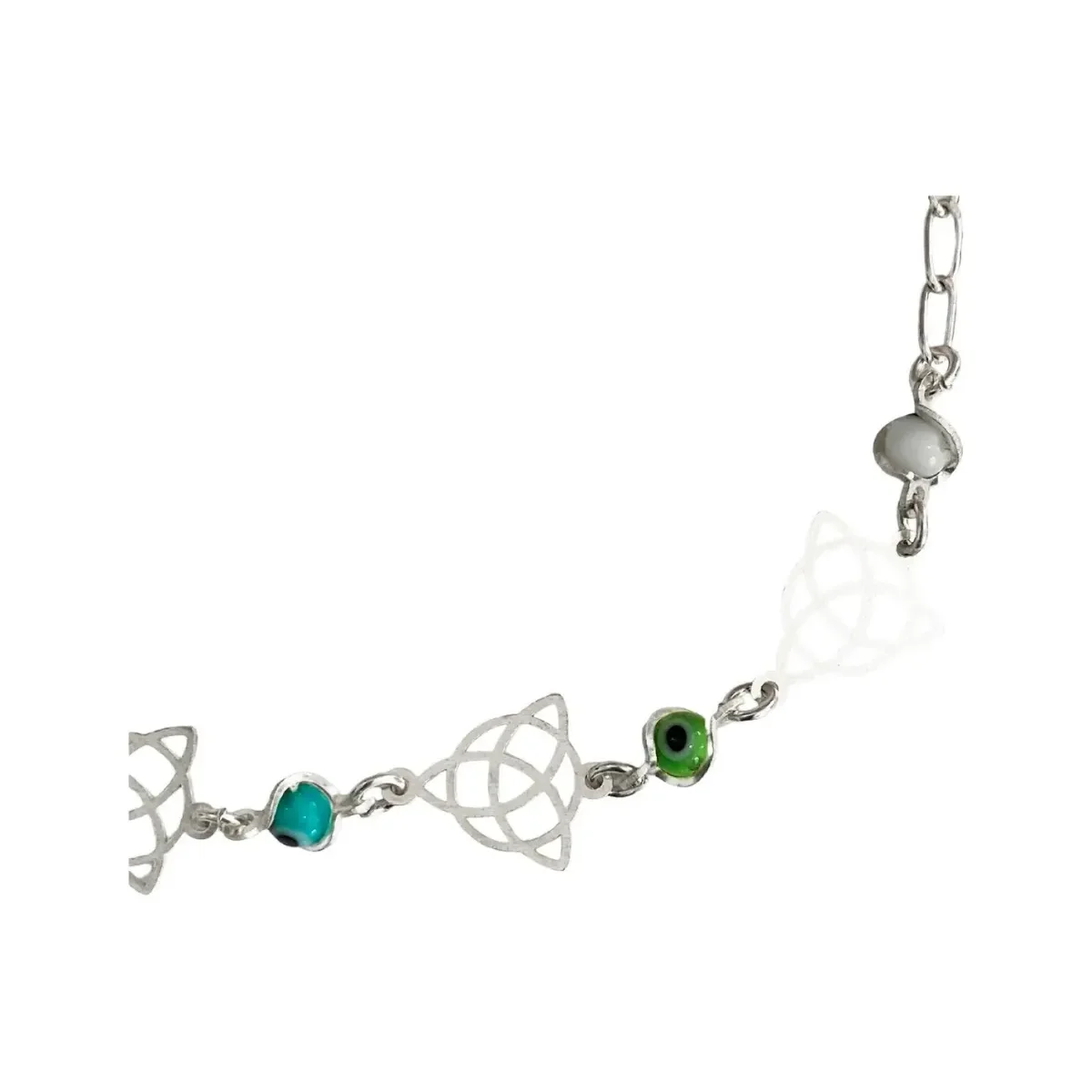 Pulsera Plata 925 Ajustable Ojo Turco Triqueta Multicolor - Imagen 2