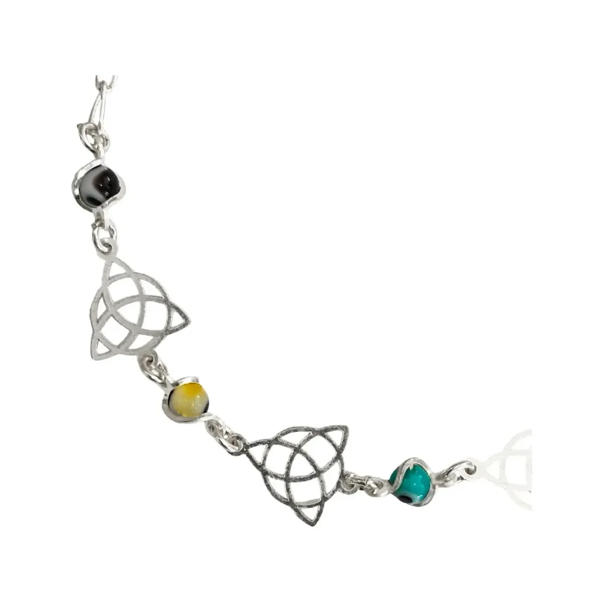 Pulsera Plata 925 Ajustable Ojo Turco Triqueta Multicolor - Imagen 3