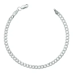 Pulsera Plata 925 Cadena Cubana Diamantada 4mm Unisex - Imagen 1