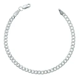 Pulsera Plata 925 Cadena Cubana Diamantada 4mm Unisex - Imagen 1