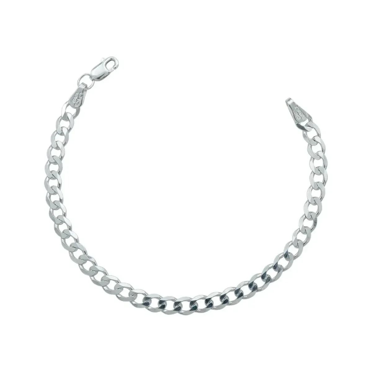 Pulsera de plata .925 para hombre, cadena cubana con eslabones de 5mm. Joyería masculina moderna, robusta y versátil.