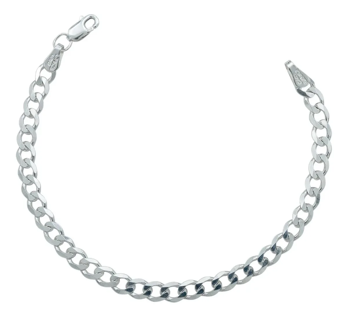 Pulsera de plata de ley 925 para hombre, cadena cubana con eslabones de 5mm. Joyería masculina moderna y robusta.