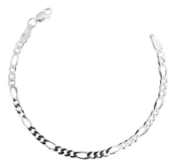 Pulsera Plata 925 Cadena Fígaro 3x1 para Hombre 18cm - Imagen 1
