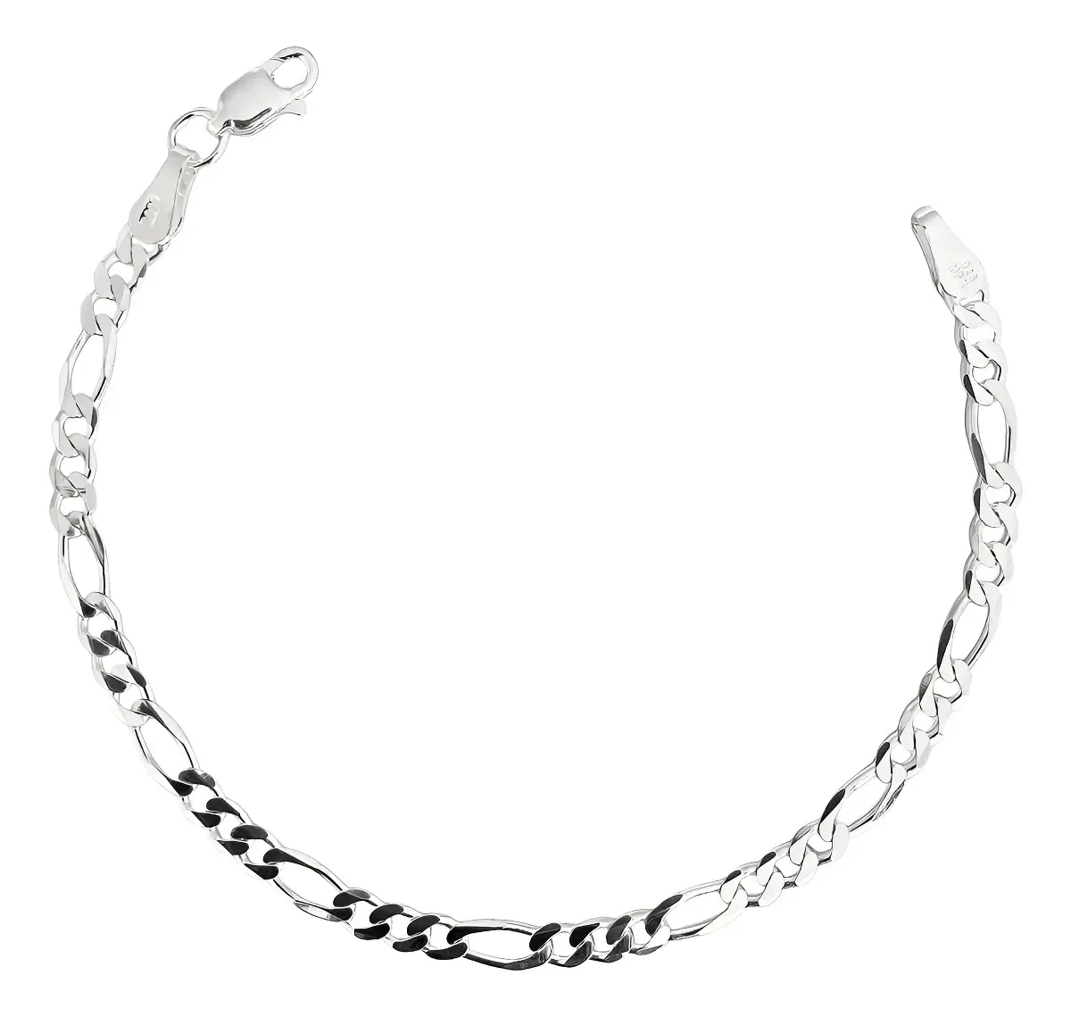 Pulsera de plata ley 925 para hombre, cadena Fígaro 3x1, diseño urbano minimalista, broche perico, joya masculina ajustable.