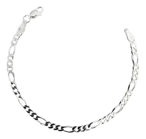 Pulsera Plata 925 Cadena Fígaro 3x1 para Hombre 18cm - Imagen 1